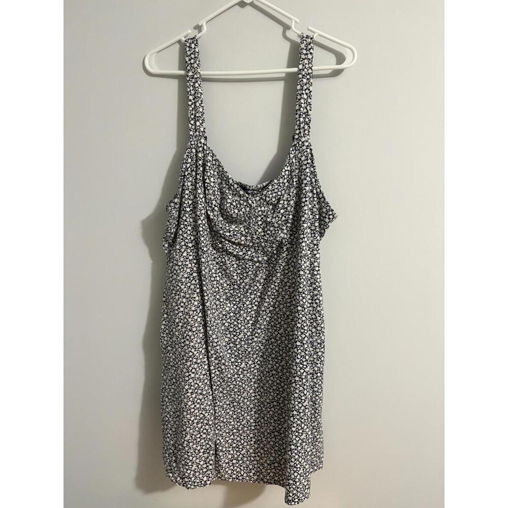 Old Navy Floral Mini Dress Navy Blue White Plus Size 2X Jersey Knit Pockets